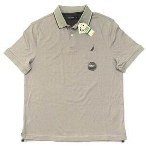 NWT Nautica Mens Polo Shirt Petrol Grey Sky Blue Size L Sustainably Crafted Soft